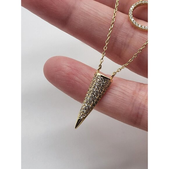 JENNIFER MILLER TRIPLE LAYER NECKLACE Gold Plated 925 Sterling Silver Pave *FLAW - Picture 12 of 12